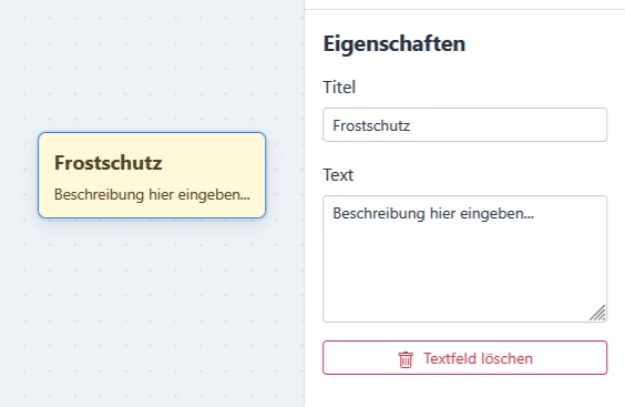 Textfeld zur Dokumentation eines Programms im Wetterrelais Programmeditor